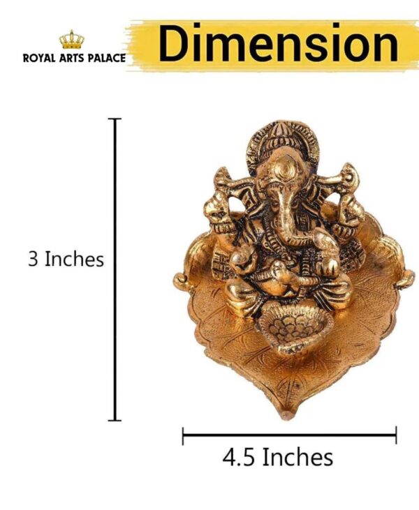 Lord Ganesh Ji Idol for Home with Deepak on Leaf