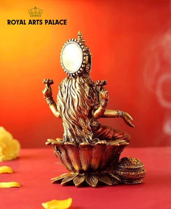 Goddess Lakshmi Devi Idol Sitting On Lotus Resin Statue