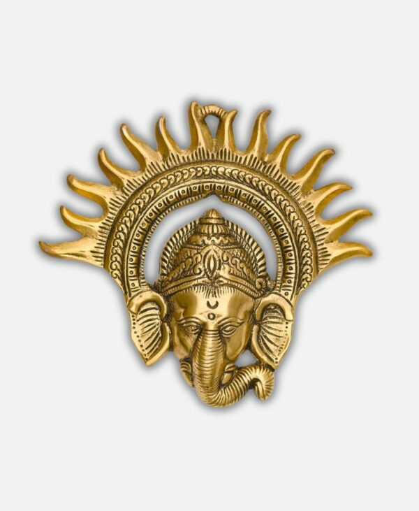 Lord Ganesh Head Wall Hanging Metal Idol Statue Home Decor