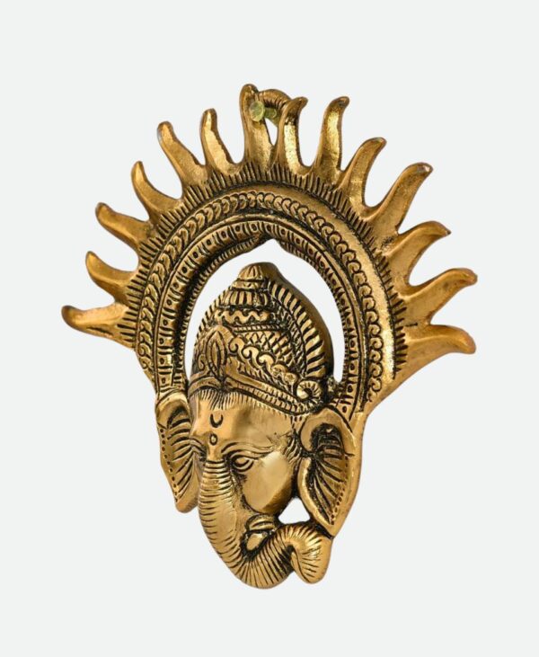 Lord Ganesh Head Wall Hanging Metal Idol Statue Home Decor