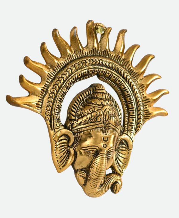 Lord Ganesh Head Wall Hanging Metal Idol Statue Home Decor