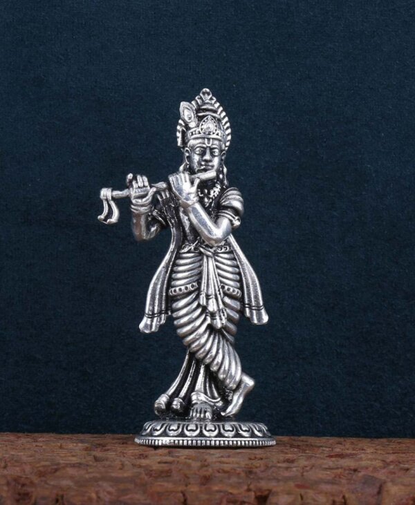 Buy Silver Krishna Standing Idol 3d Solid Silver Shree Krishna