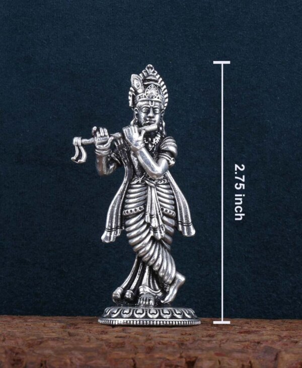 Buy Silver Krishna Standing Idol 3d Solid Silver Shree Krishna