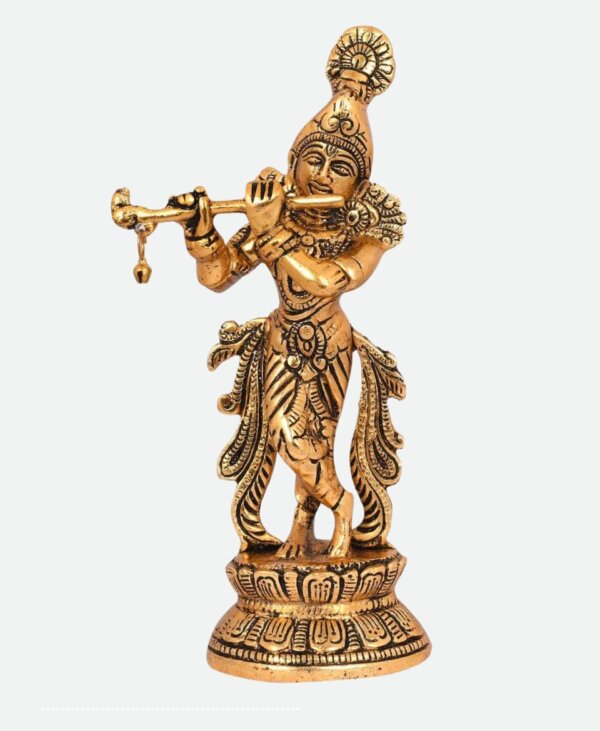 Shree Krishna Standing Metal Idol Playing Flute