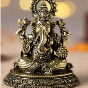 Lord Ganesha Brass Idol Murti 4'' Premium Sitting Idol Puja Temple,