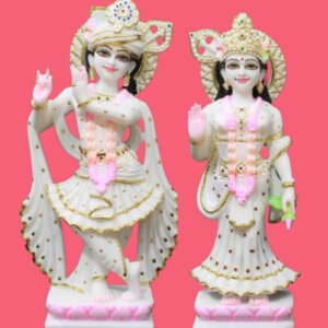 1.5 ft Makrana Marble Radha Krishna Murti Diamond Details