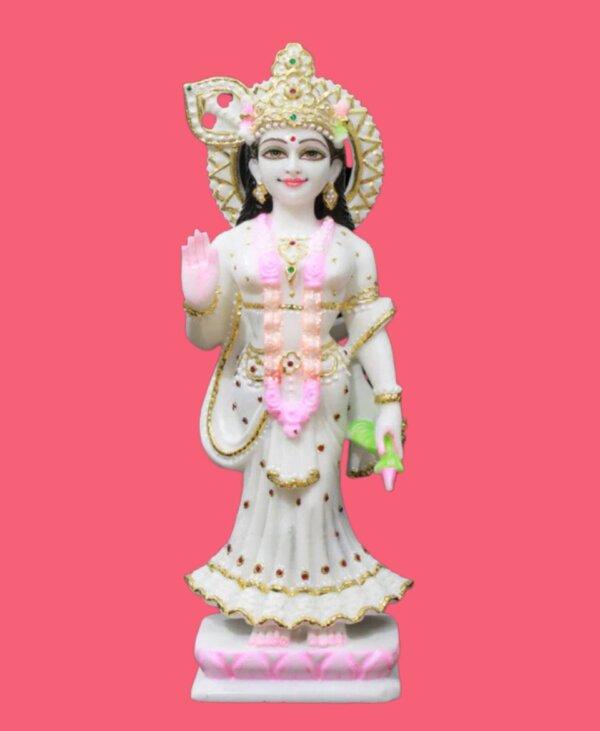 1.5 ft Makrana Marble Radha Krishna Murti Diamond Details