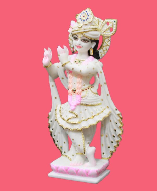 1.5 ft Makrana Marble Radha Krishna Murti Diamond Details